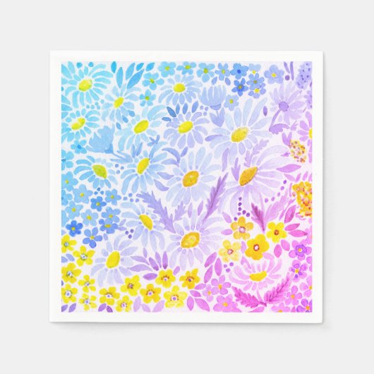 Waterverf diesisies papieren servetten (Voorkant)