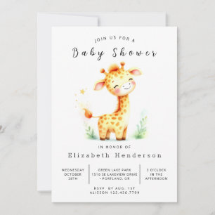 Waterverf Digitale Giraffe Baby shower Kaart