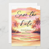 Waterverf digitale strand bruiloft save the date (Voorkant / Achterkant)