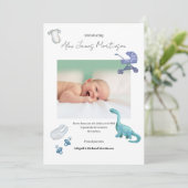 Waterverf Dino baby geboorte aankondiging (Staand voorkant)