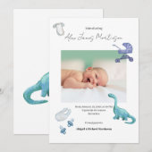 Waterverf Dino baby geboorte aankondiging (Voorkant / Achterkant)