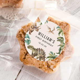 Waterverf Dinosaur 1e verjaardag Ronde Sticker