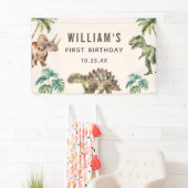 Waterverf Dinosaur 1e verjaardag Spandoek (Insitu)