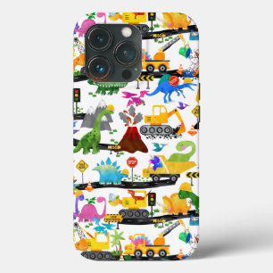 Waterverf Dinosaur Construction Kinder Cute iPhone 13 Pro Hoesje