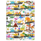 Waterverf Dinosaur Construction Kinder Cute Klembord (Achterkant)