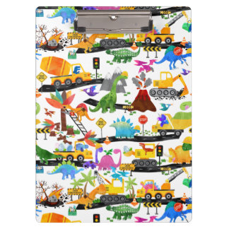 Waterverf Dinosaur Construction Kinder Cute Klembord