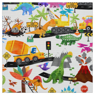 Waterverf Dinosaur Construction Kinder Cute Patter Stof