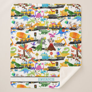 Waterverf Dinosaur Construction Kinder Cute Sherpa Deken