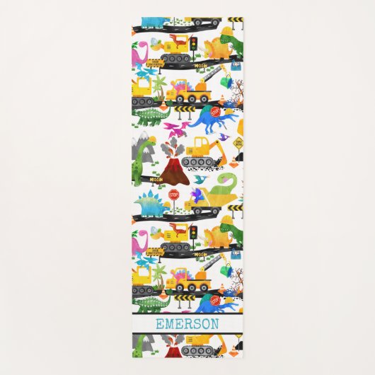 Waterverf Dinosaur Construction Kinder Cute Yogamat (Voorkant)