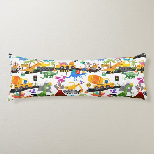 Waterverf Dinosaur Construction Kinder Personalize Lichaamskussen (Voorkant)