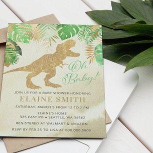 Waterverf Dinosaur Genderneutraal Baby shower Kaart