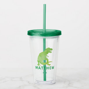 Waterverf Dinosaur Kinder Gepersonaliseerde Groene Acryl Drinkbeker
