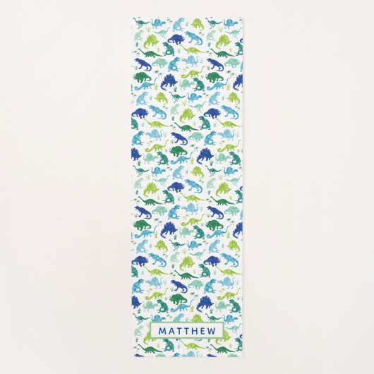 Waterverf Dinosaur Pattern Gepersonaliseerde Kinde Yogamat (Voorkant)