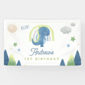 Waterverf Dinosaur Roar T Rex 1e verjaardag Spandoek (Horizontaal)