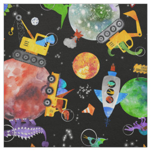 Waterverf Dinosaur Space Construction Cute Kinder Stof