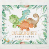 Waterverf Dinosaurs Baby shower Sparkling Wijnetiket (Enkel label)