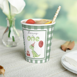 Waterverf Dinosaurus 1e verjaardag Papieren Bekers