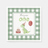 Waterverf Dinosaurus 1e verjaardag Servet (Voorkant)