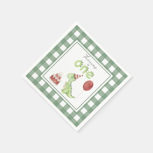 Waterverf Dinosaurus 1e verjaardag Servet (Hoek)