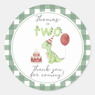 Waterverf Dinosaurus 2e verjaardag Ronde Sticker