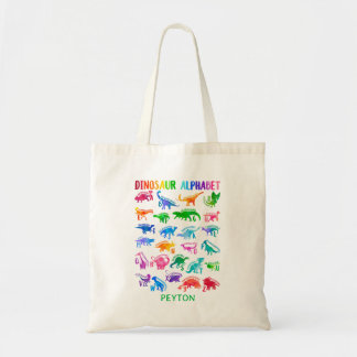 Waterverf dinosaurus alfabet kleurrijke Dino Kinde Tote Bag