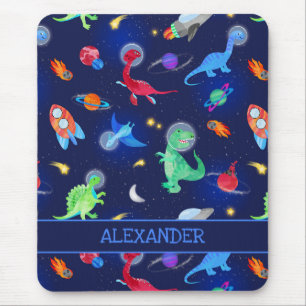 Waterverf Dinosaurus Astronauten In De Ruimte Blau Muismat