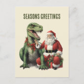 Waterverf dinosaurus kerstman feestdagenkaart (Voorkant)
