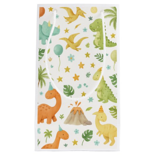 Waterverf Dinosaurus Patroon Favoriet Party Bag Klein Cadeauzakje (Voorkant)
