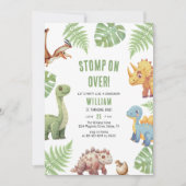 Waterverf Dinosaurus Stomp Op Over De Verjaardag V Kaart (Voorkant)