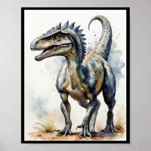 Waterverf Dinosaurus Velociraptor Theropode WallAr Poster