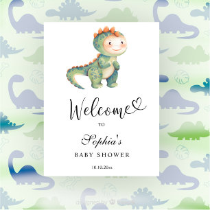 Waterverf Dinosaurus - Welkom baby shower Poster