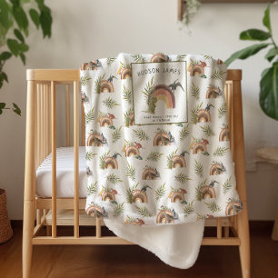 Waterverf dinosauruspatroon Monogram sherpa Deken