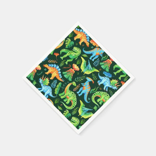Waterverf Dinosaurussen T rex Boys Verjaardagsfees Servet (Hoek)