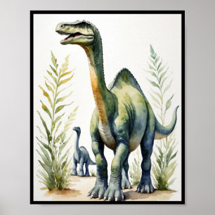 Waterverf Diplodocus Dinosaur Wallart Poster