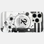 Waterverf Distressed Zwart-wit Bloemen Art Case-Mate iPhone Case (Achterkant (horizontaal))