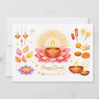 Waterverf Diya & Lotus kaart