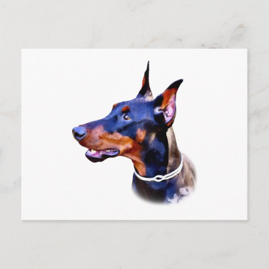 Waterverf Doberman Pinscher Briefkaart (Voorkant)
