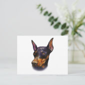 Waterverf Doberman Pinscher Briefkaart (Staand voorkant)