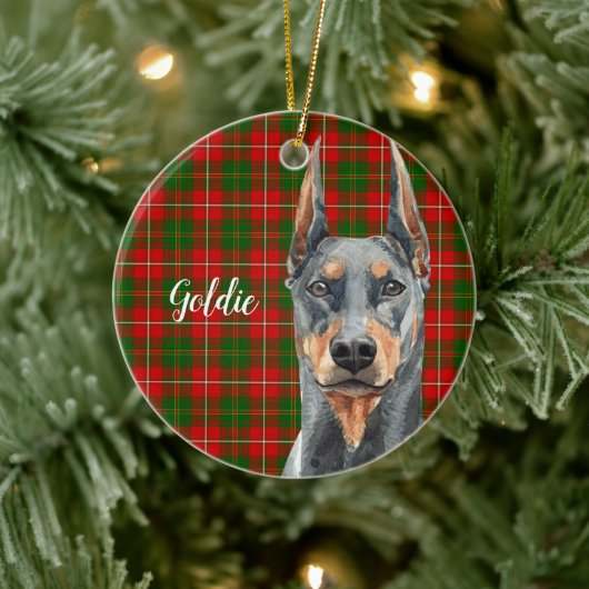 Waterverf Doberman Pinscher Dog Persoonlijk Keramisch Ornament (Boom)