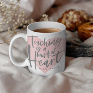 Waterverf docent cadeau hart koffiemok
