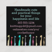 Waterverf doekballen van garen met haakhaken vierkante visitekaartje (Achterkant)