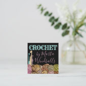 Waterverf doekballen van garen met haakhaken vierkante visitekaartje (Staand voorkant)