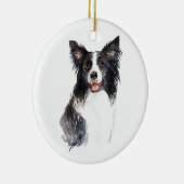 Waterverf Dog Border Collie Kerstmis Keramisch Ornament (Rechts)