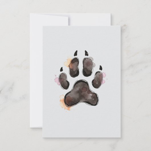Waterverf Dog Paw Print Note Kaart (Voorkant)