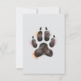 Waterverf Dog Paw Print Note Kaart