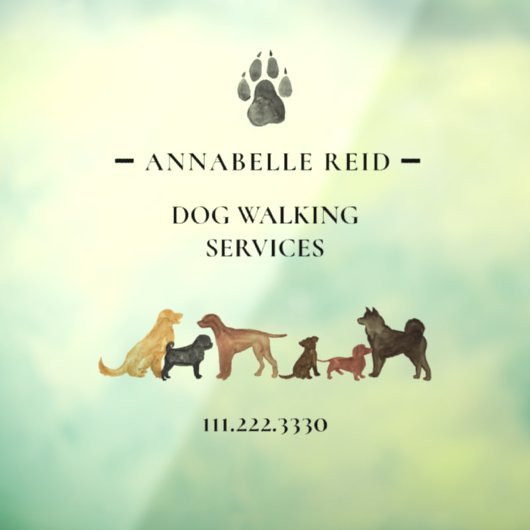 Waterverf Dog Walker Business Raamsticker (Vel 3)