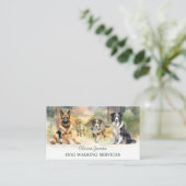 Waterverf Dog Walker Pet Sitting Visitekaartje (Staand voorkant)