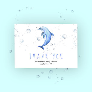 Waterverf dolfijn - dank je baby shower bedankkaart