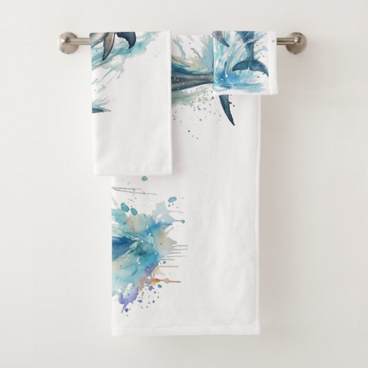 Waterverf Dolfijn Trio Bad Handdoek (Insitu)