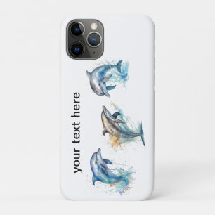 Waterverf Dolfijn Trio, op maat iPhone 11 Pro Hoesje
